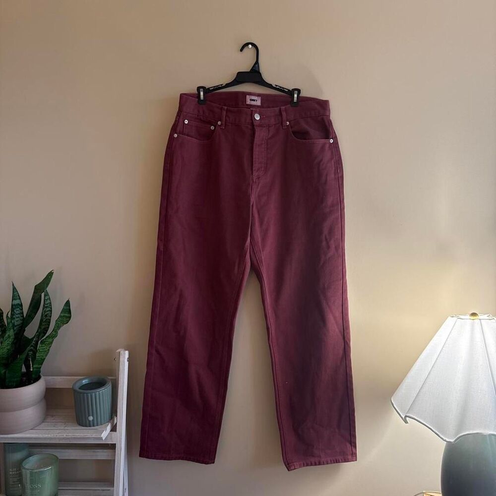 Obey Men's Burgundy and Red Trousers